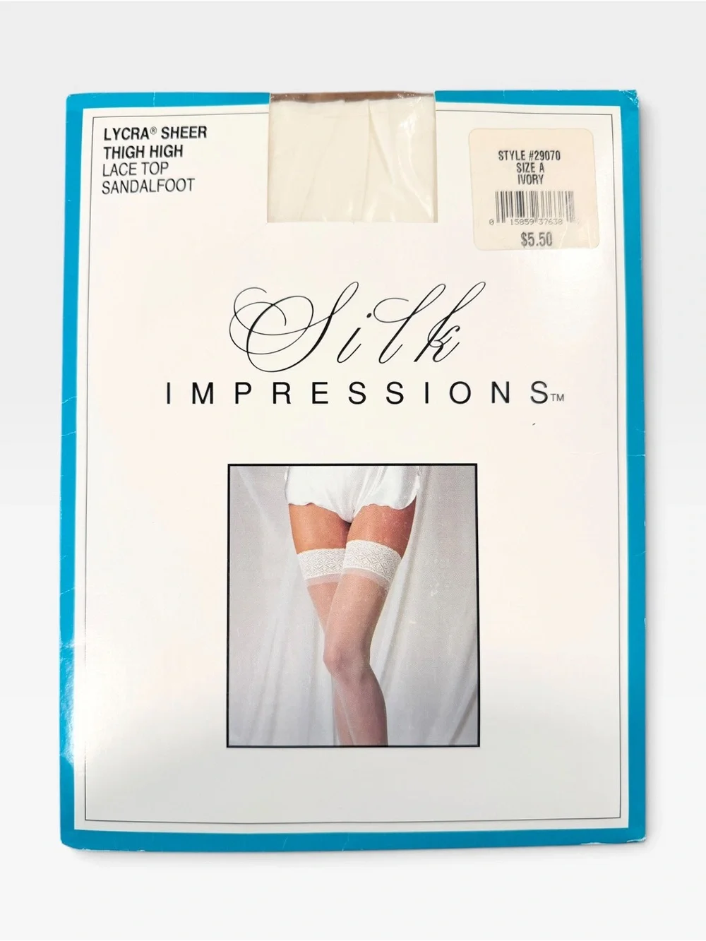 Vintage Lace Nylon Thigh High Stockings Size A Ivory Silk Impressions Lingerie